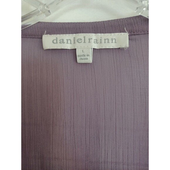 Daniel Rainn amethyst boho blouse L crochet semi-sheer peasant pullover top - Picture 2 of 9